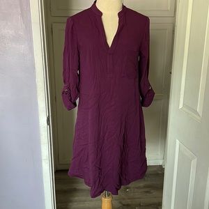 Justfab NWOT purple loose fitting L/S shirt dress.